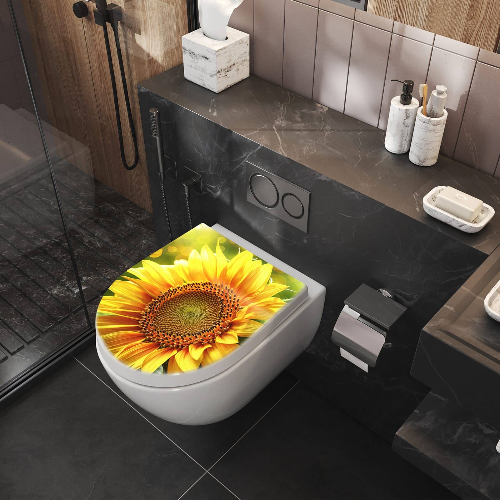 WC-Sitz mit Absenkautomatik Sonnenblume Blüte
