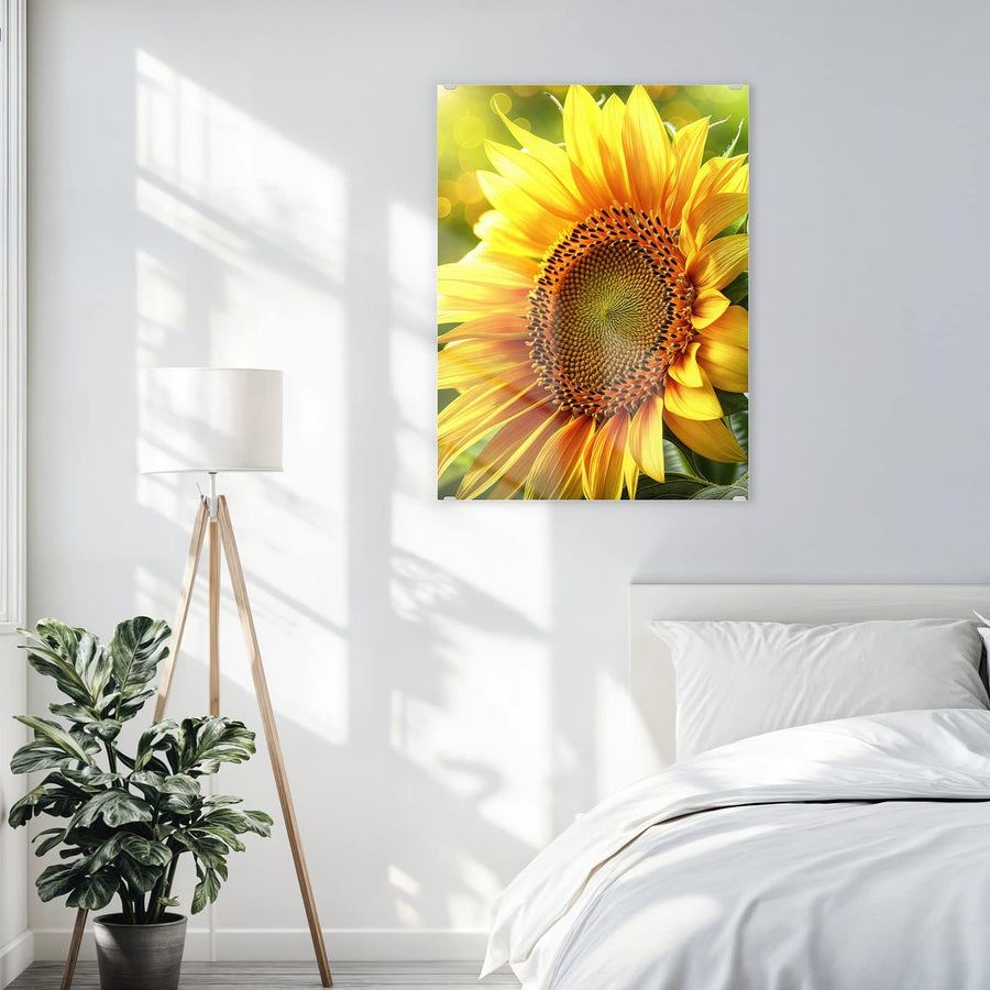 Maße Wandbild - Sonnenblume im Goldlicht - Hochformat