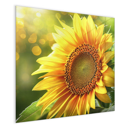 Magnettafel mit dem Motiv Sonnenblume im Goldlicht
