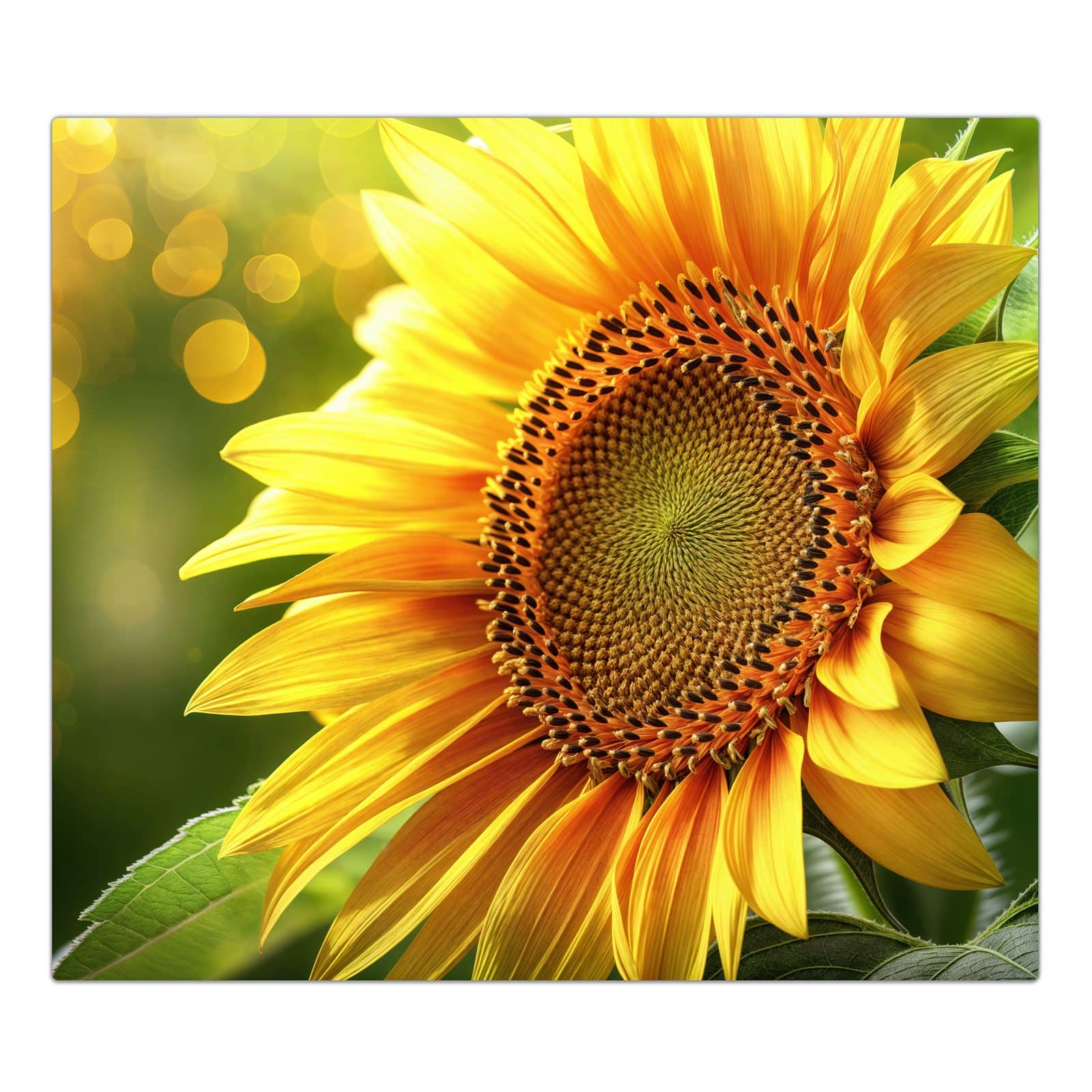 1-teilige Ceranfeld Abdeckplatten mit Sonnenblume Blüte-Motiv in der Frontansicht