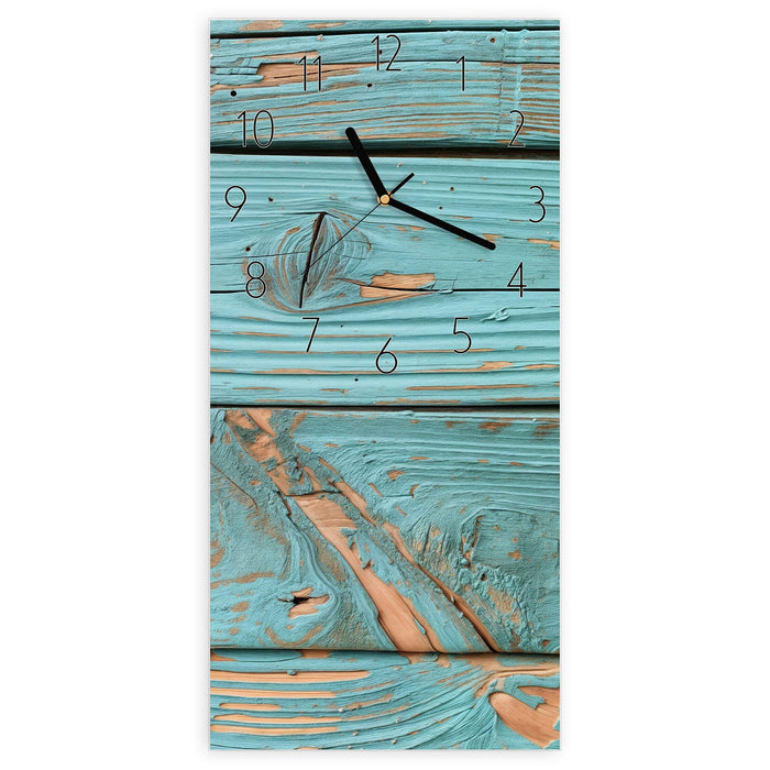 Wanduhr Holzbretter Vintage aus Glas – Hochformat 30 × 60 cm mit Ziffernblatt Elegant