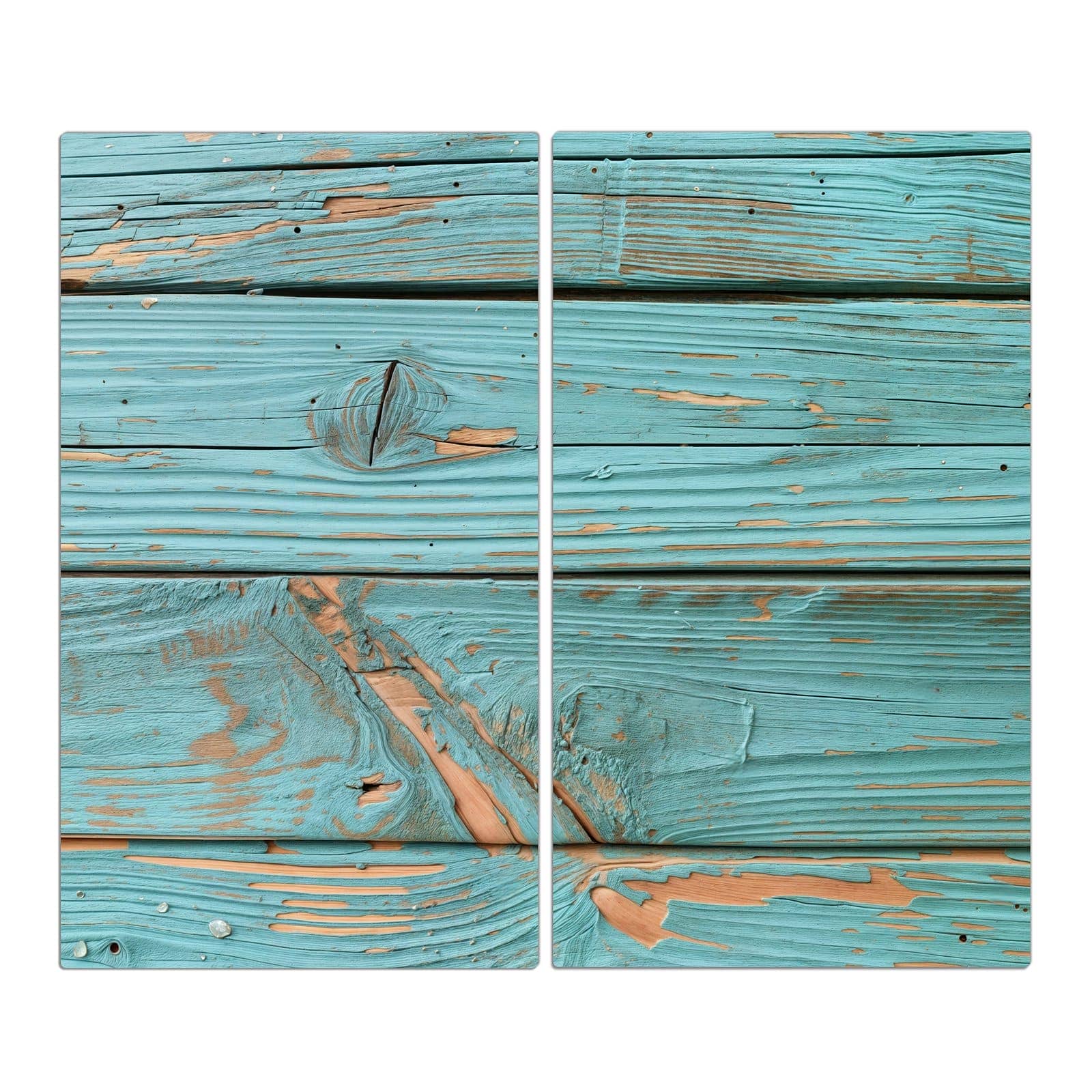 2-teilige Abdeckplatten für den Herd mit Holzbretter Vintage-Motiv in der Frontansicht #grösse_2-Teilig (60x52cm)