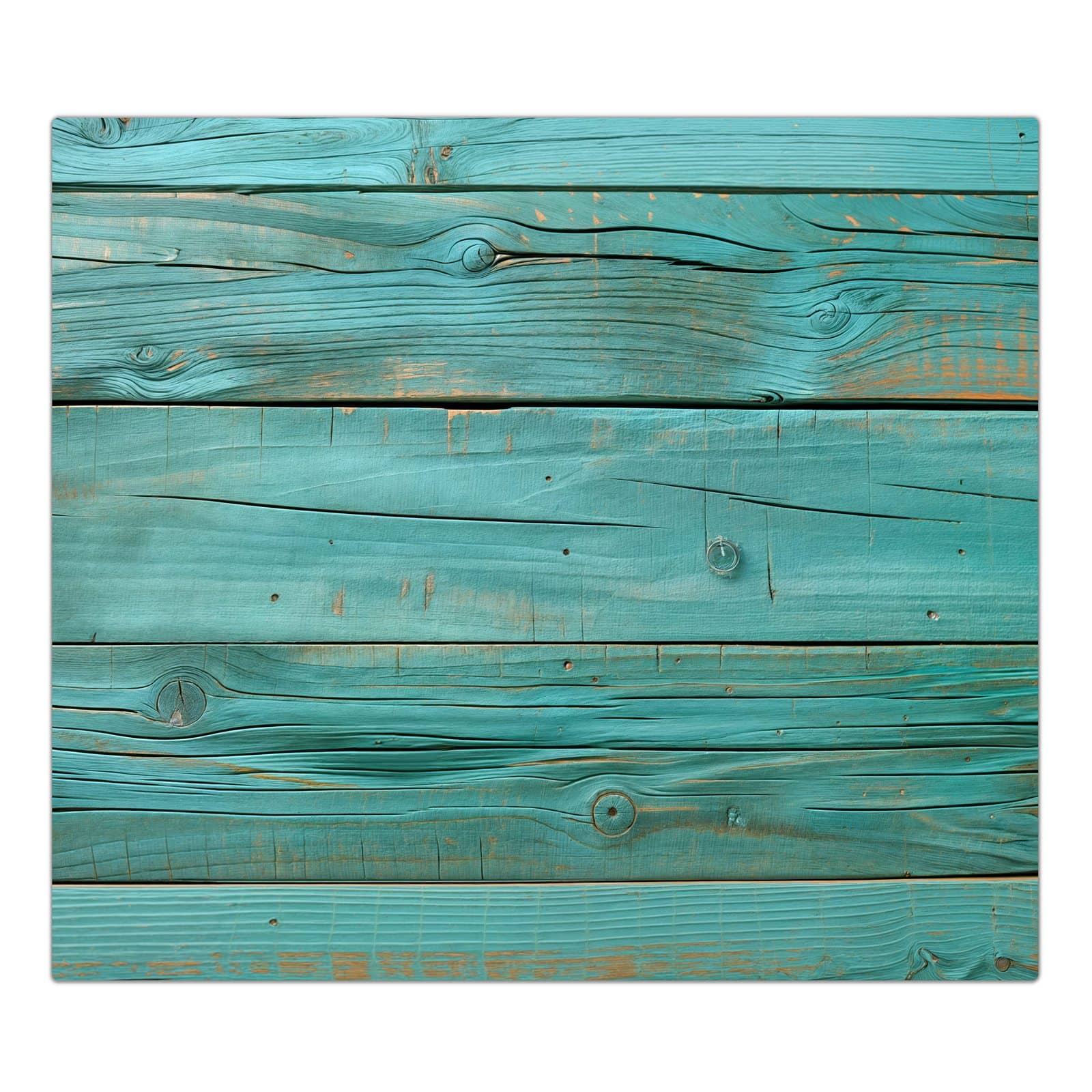1-teilige Herdabdeckplatte mit Holzplanken Türkis-Motiv in der Frontansicht #grösse_1-Teilig (60x52cm)