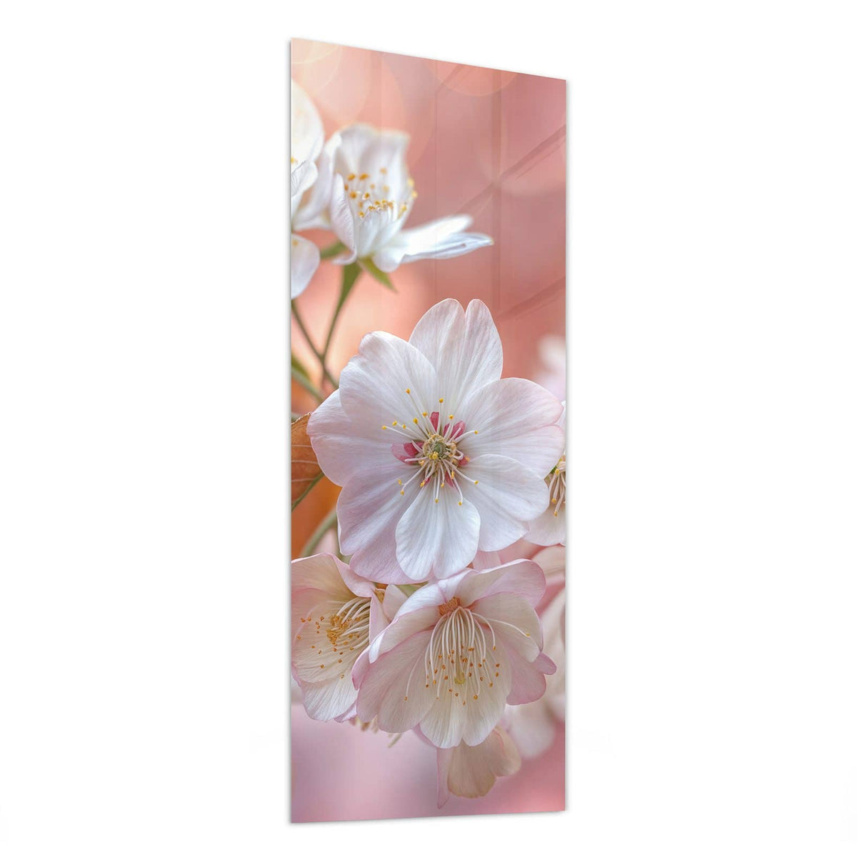 Glasbild Blüten mit Bronzelaub von der Seite, 4 mm Echtglas