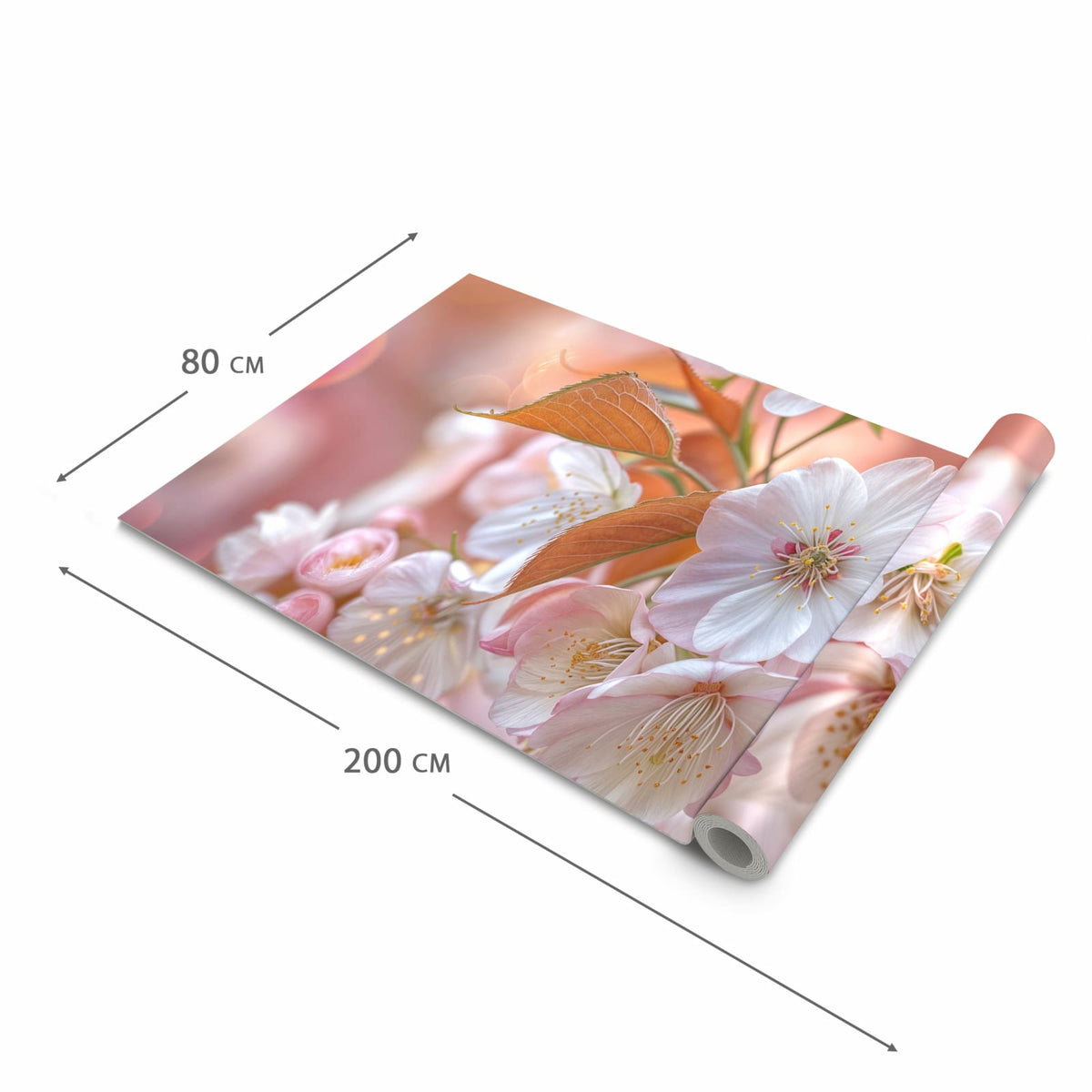 Strapazierfähiger dünner Teppich mit Motiv Blühende Blüten in der Grösse 60x300 cm