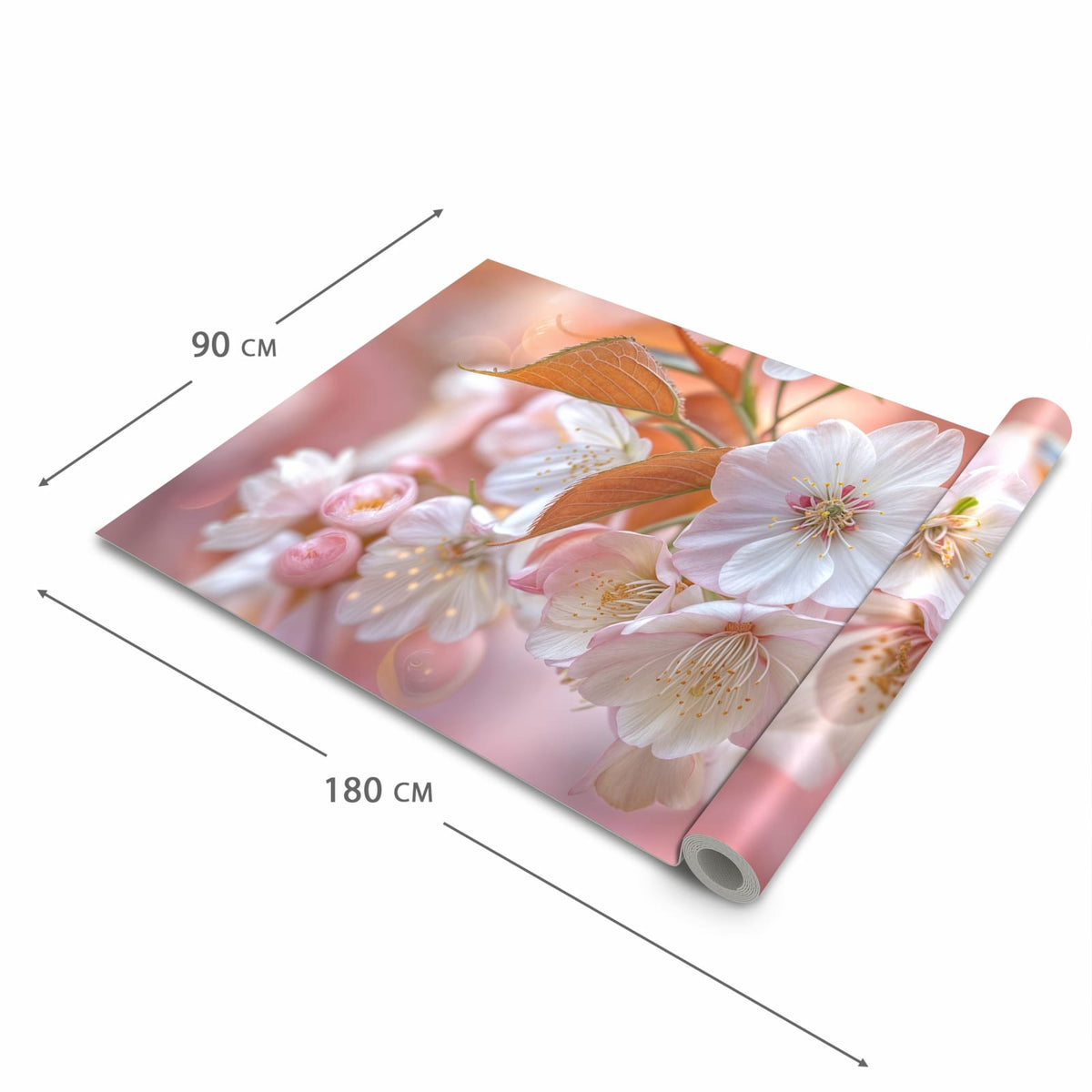 Feuchtigkeitsresistenter waschbarer Teppich Esstisch mit Motiv Blühende Blüten in der Grösse 60x300 cm