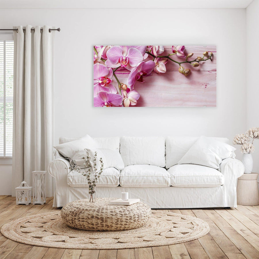 Maße Wandbild - Rosa Orchideenzweig - Querformat