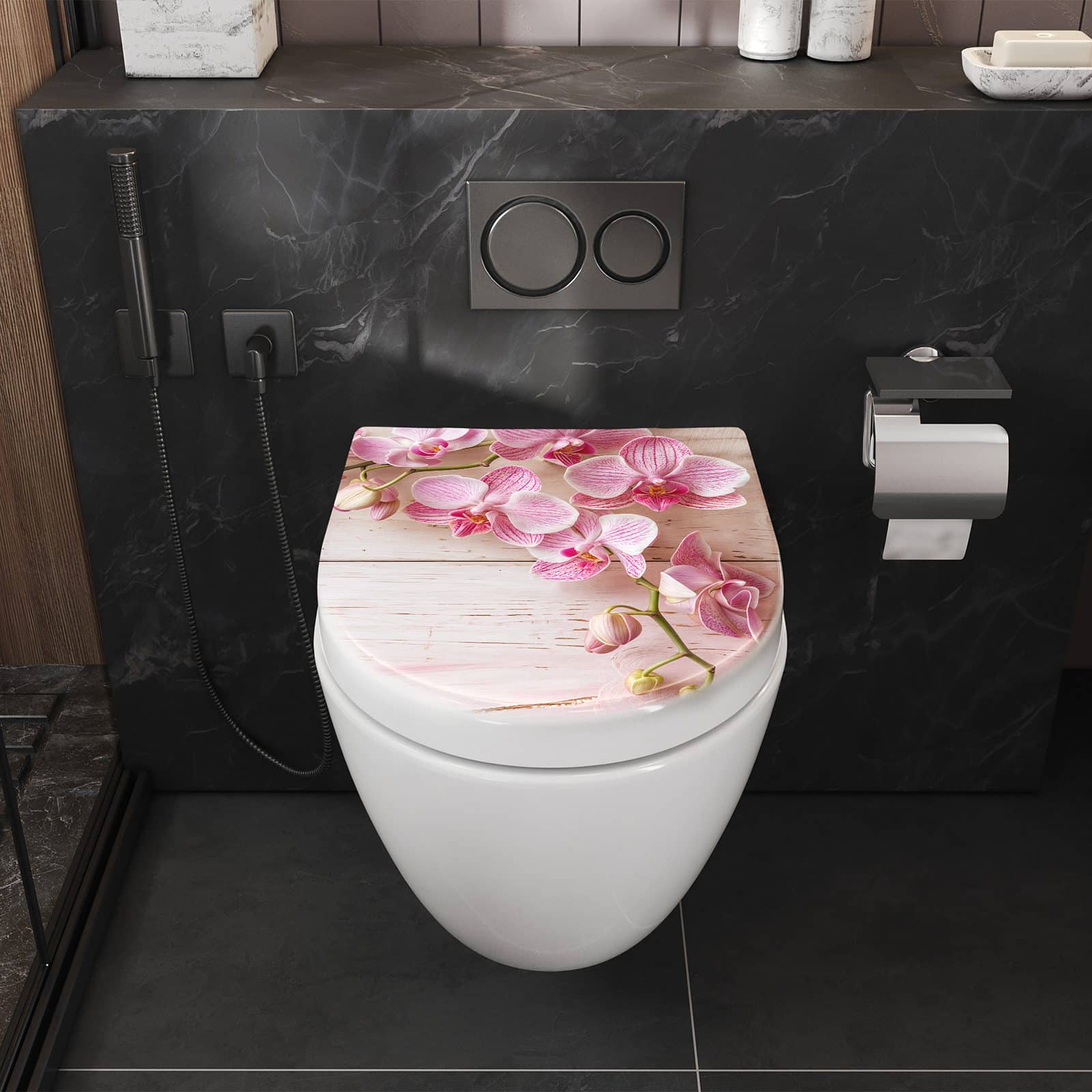 WC-Sitz mit Absenkautomatik Orchideen_tabletop