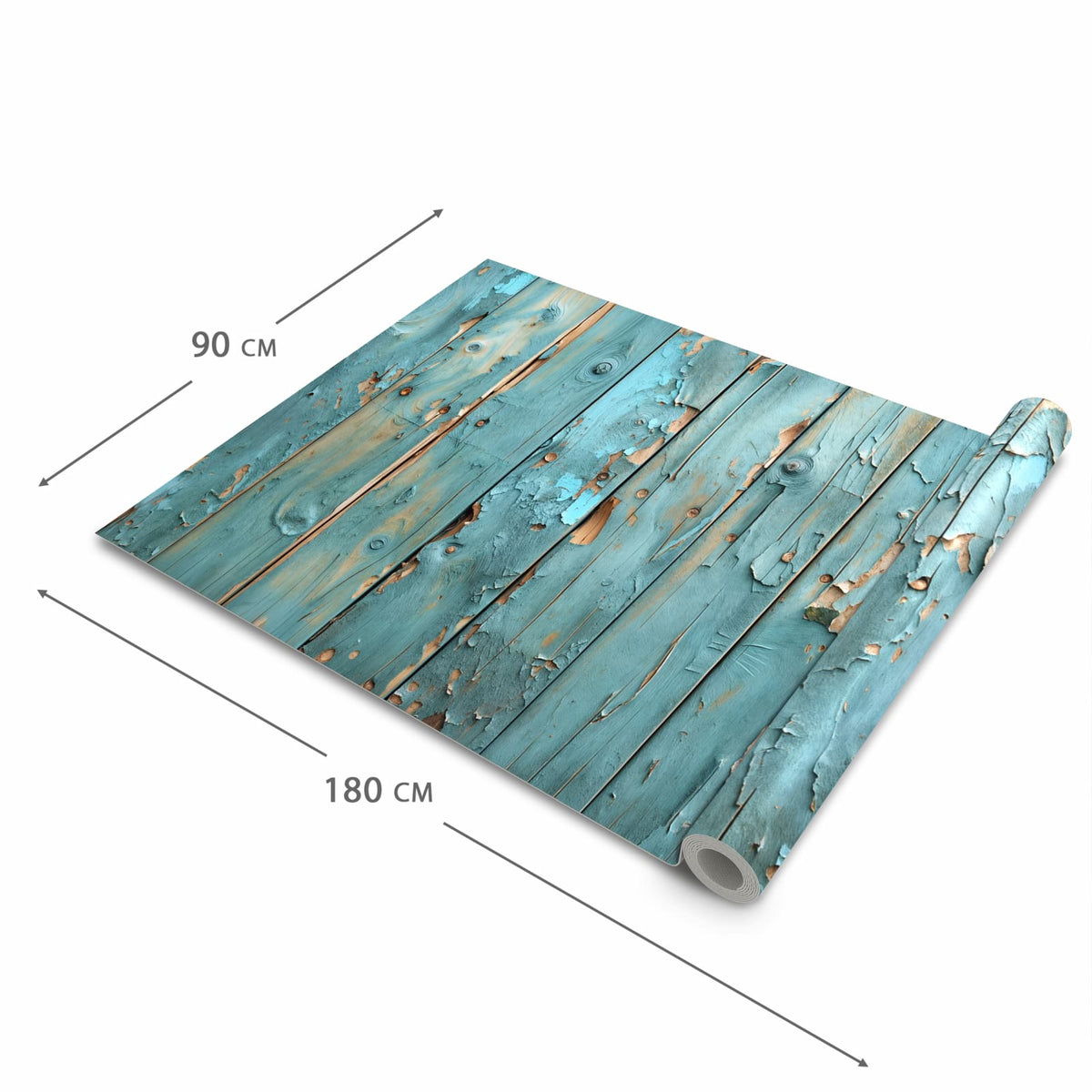 Flacher Küchenläufer mit Motiv Abblätternde Holzplanken in der Grösse 60x240 cm