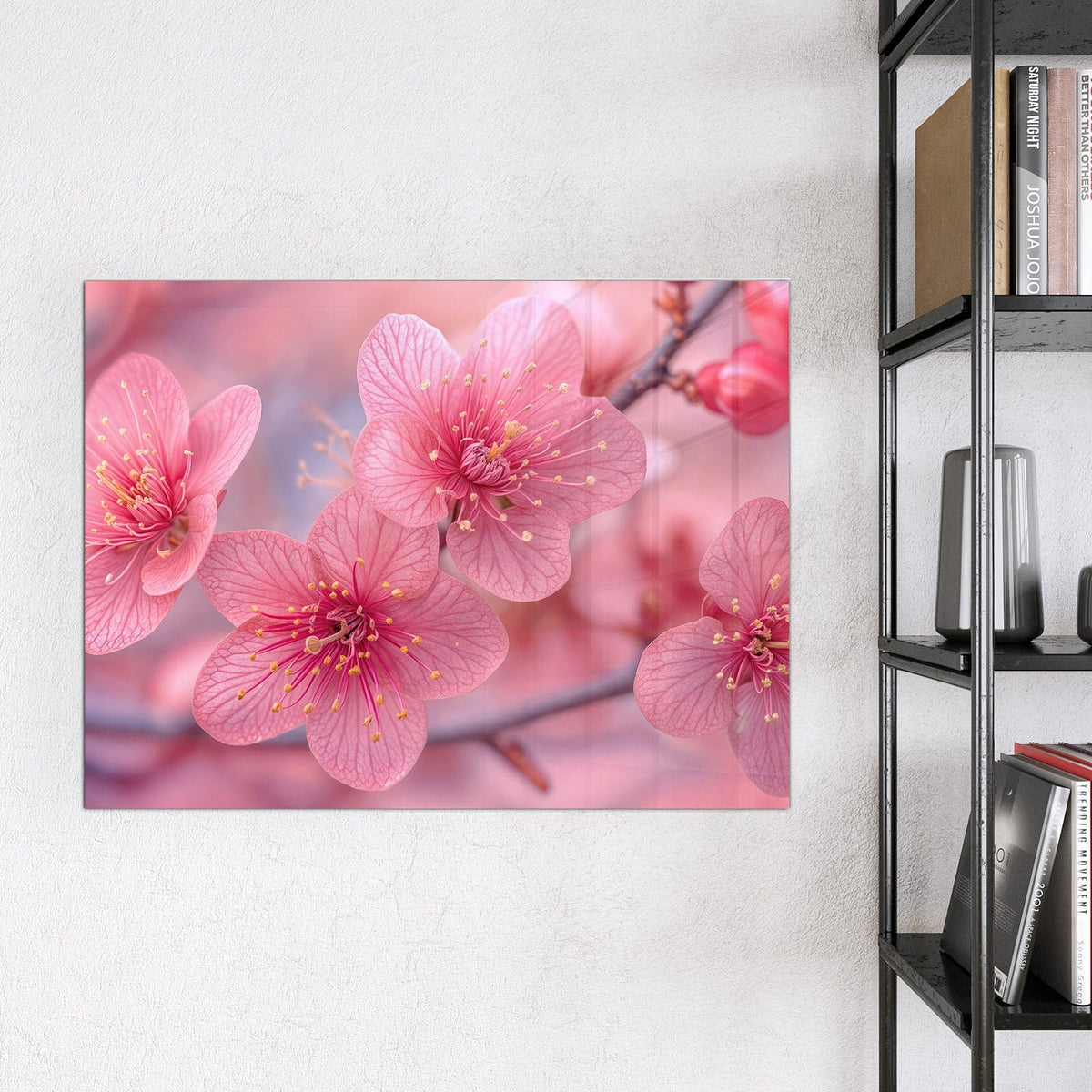 Glas Magnettafel - Drei Blüten in Pink – Drei pinke Blüten im Bokeh