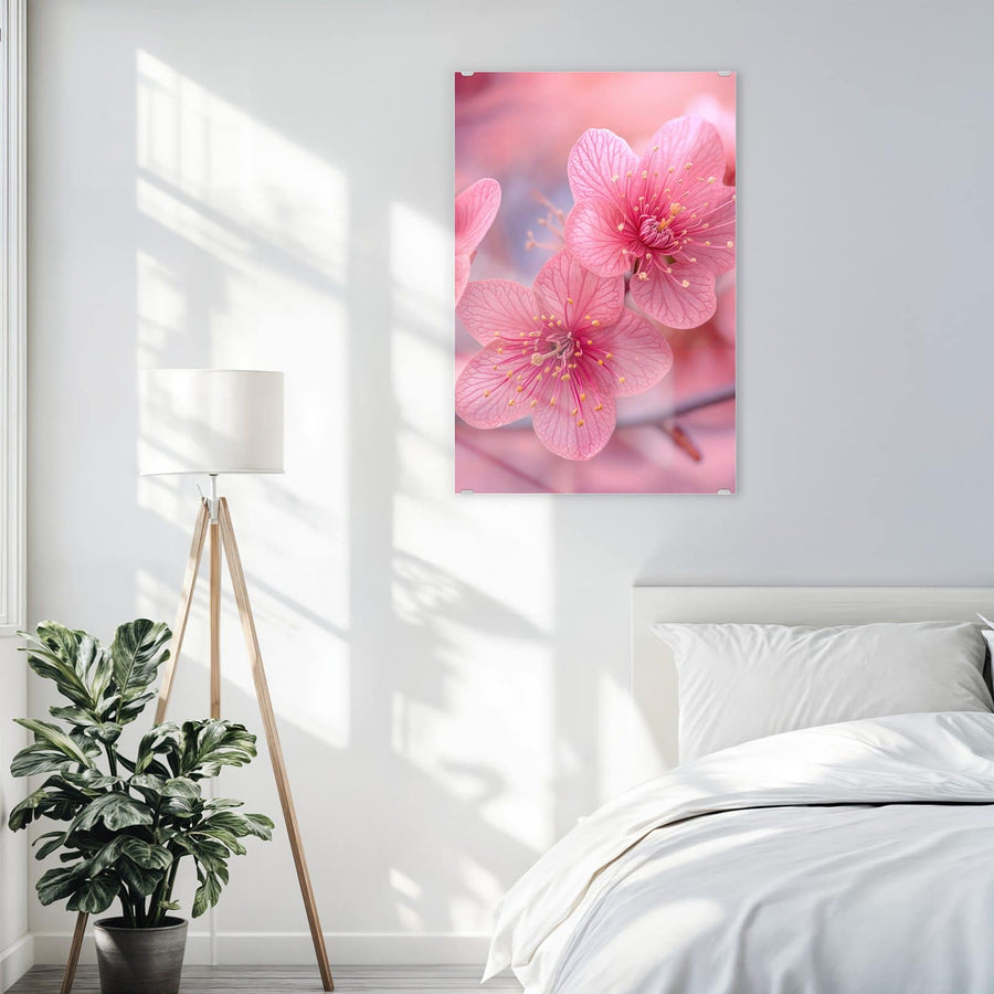 Maße Wandbild - Drei Blüten in Pink - Hochformat