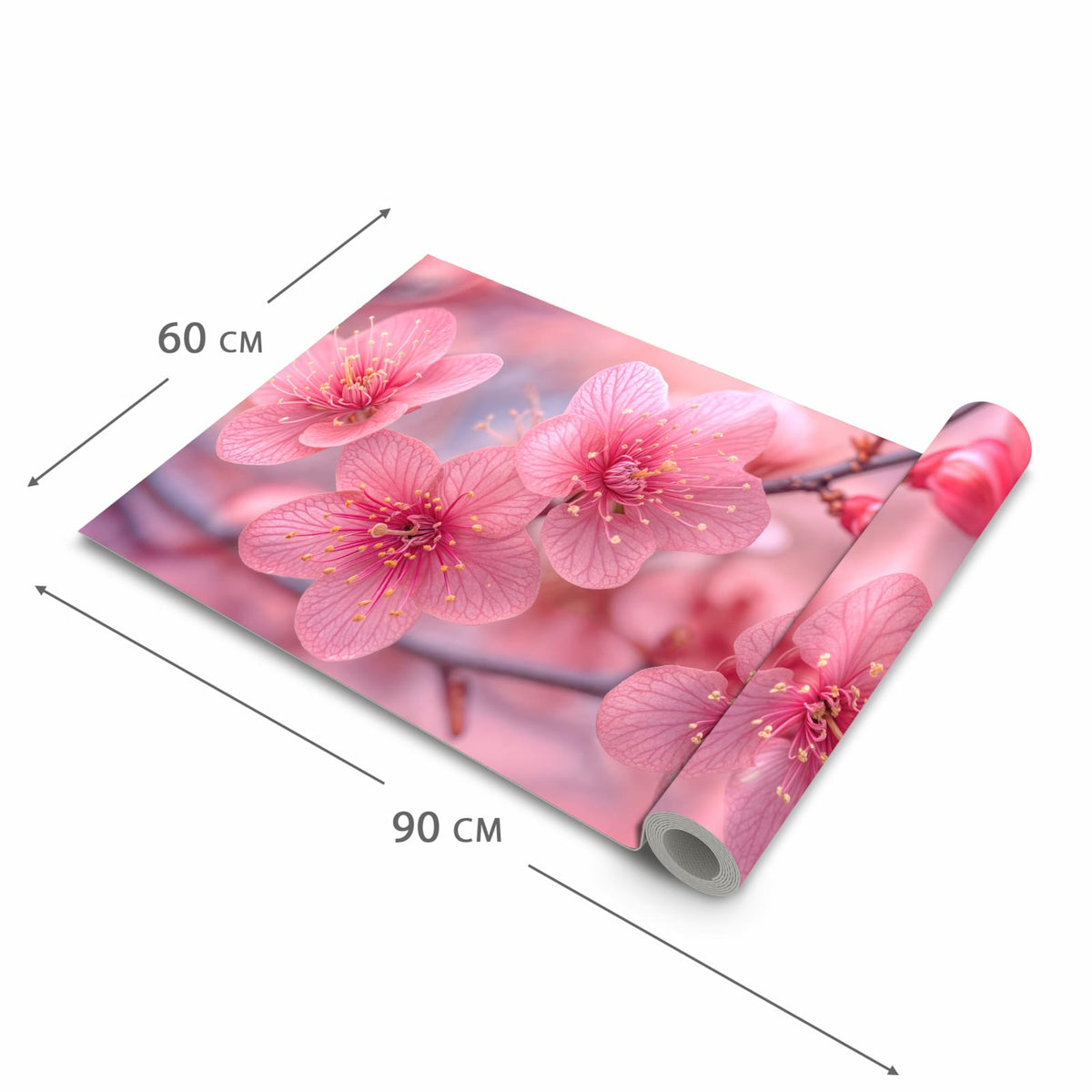 Rutschfester dünner Teppich mit Motiv Blütenzauber in der Grösse 60x240 cm