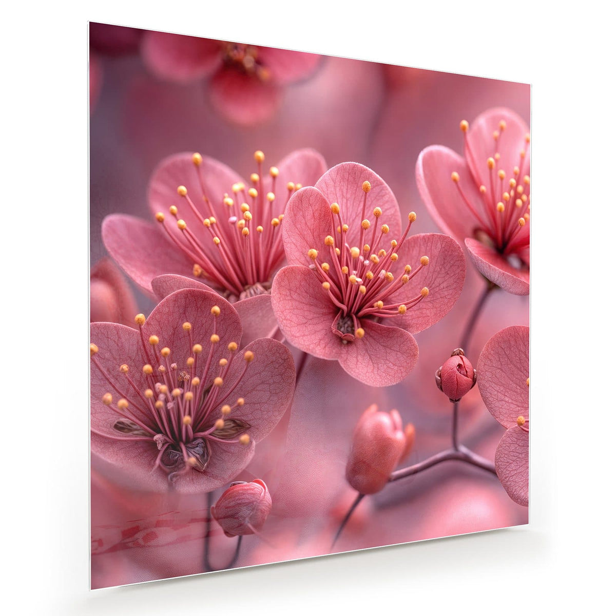 Altrosa Blüten mit gelben Staubgefäßen, komplett in Rosa gehalten
