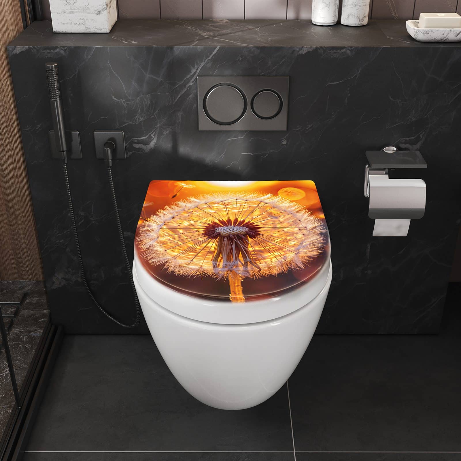 WC-Sitz mit Absenkautomatik Leuchtender Loewenzahn