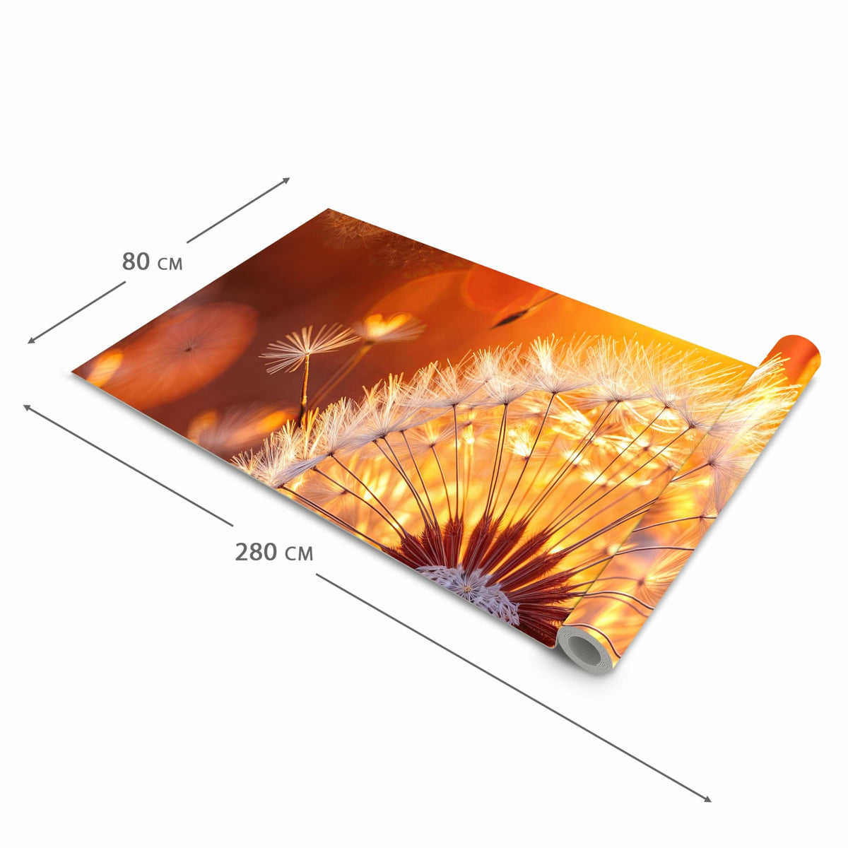 Flacher waschbarer Küchenteppich mit Motiv Leuchtender Loewenzahn in der Grösse 60x180 cm