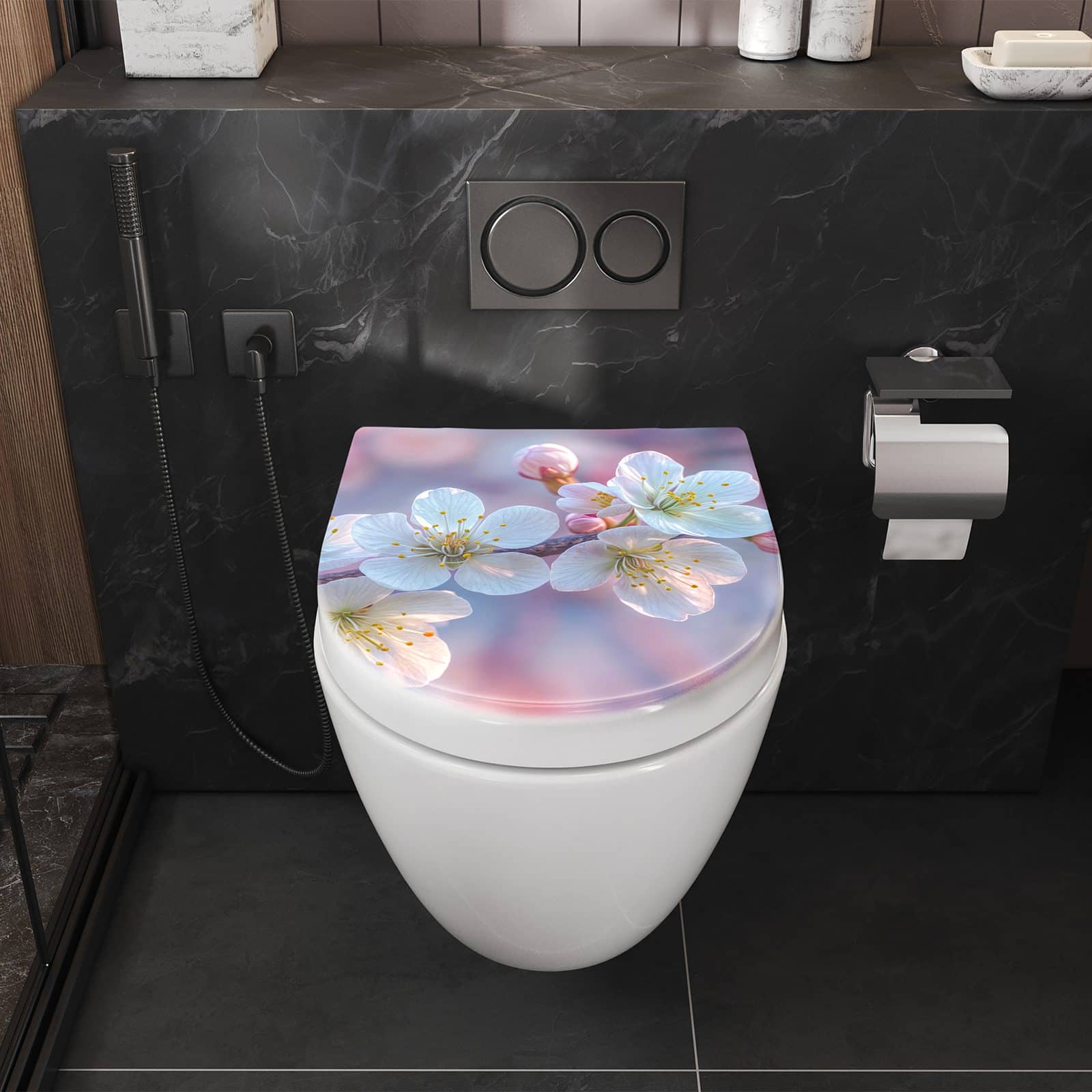 WC-Sitz mit Absenkautomatik Zweig von Blühender