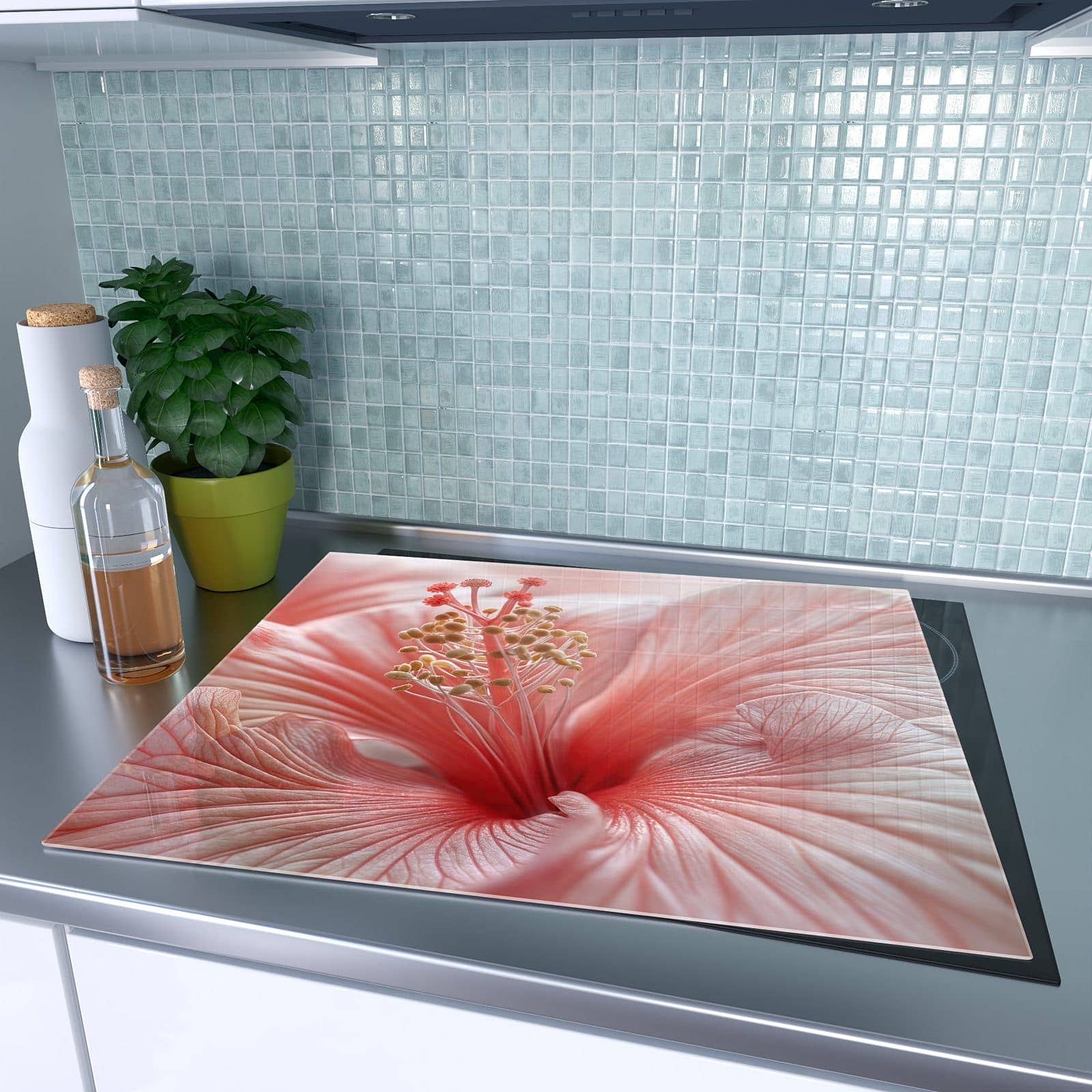 1-teilige Herdabdeckplatte mit Blumenzauber-Motiv auf dem Ceranfeld