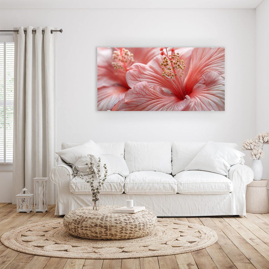 Maße Wandbild - Rosa Hibiskusblüte - Querformat