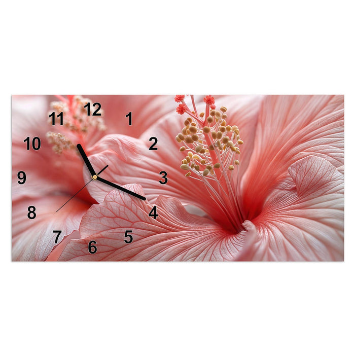 Wanduhr Blumenzauber aus Glas – Querformat 60 × 30 cm mit Ziffernblatt Modern