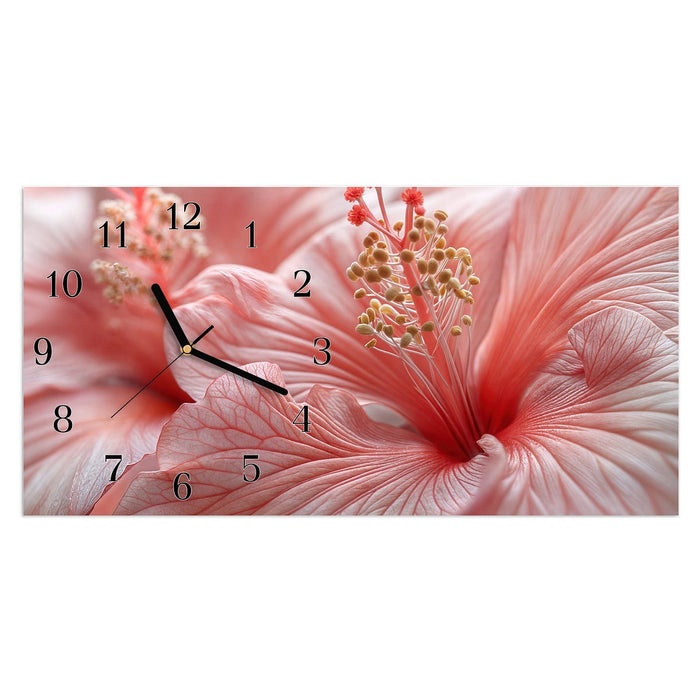 Wanduhr Blumenzauber aus Glas – Querformat 60 × 30 cm mit Ziffernblatt Klassisch