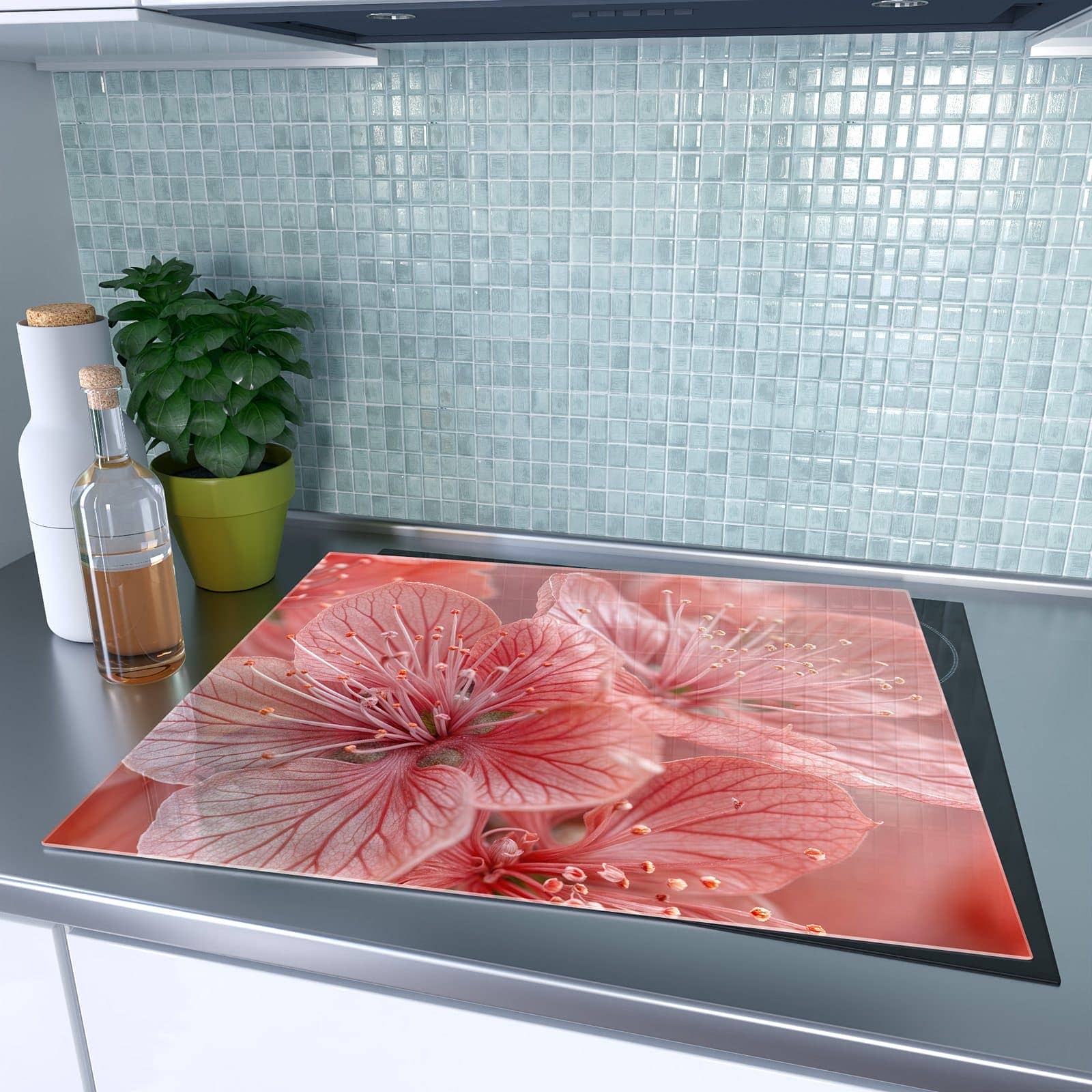 1-teilige Herdabdeckung mit Stille Blumenpracht-Motiv auf dem Ceranfeld