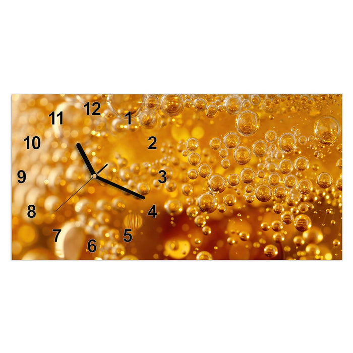 Wanduhr Sprudelnde Blasen aus Glas – Querformat 60 × 30 cm mit Ziffernblatt Modern