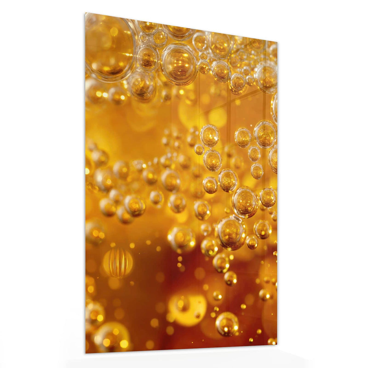 Glasbild Sprudelnde Blasen von der Seite, 4 mm Echtglas