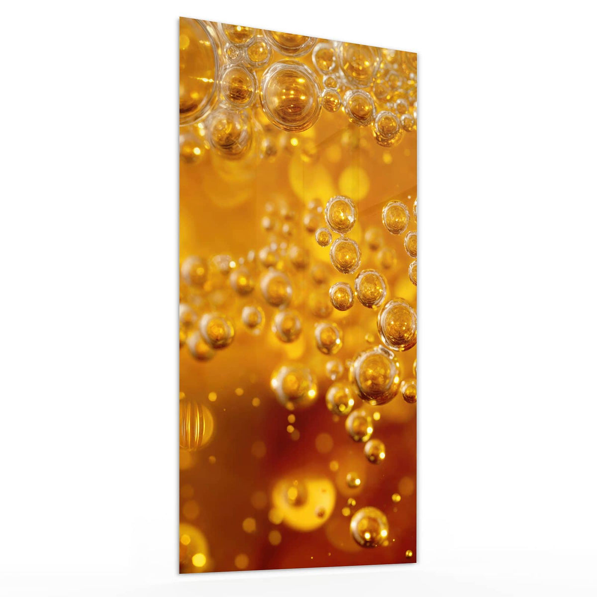 Glasbild Sprudelnde Blasen von der Seite, 4 mm Echtglas