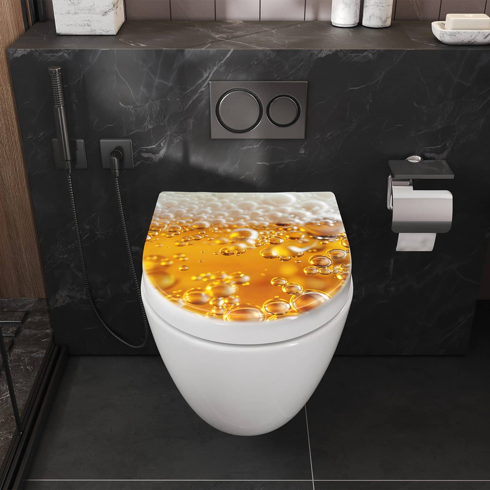 WC-Sitz mit Absenkautomatik Blasen von Sprudelnde
