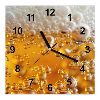 Wanduhr Quadratisch mit dem Motiv Goldene Bläschen