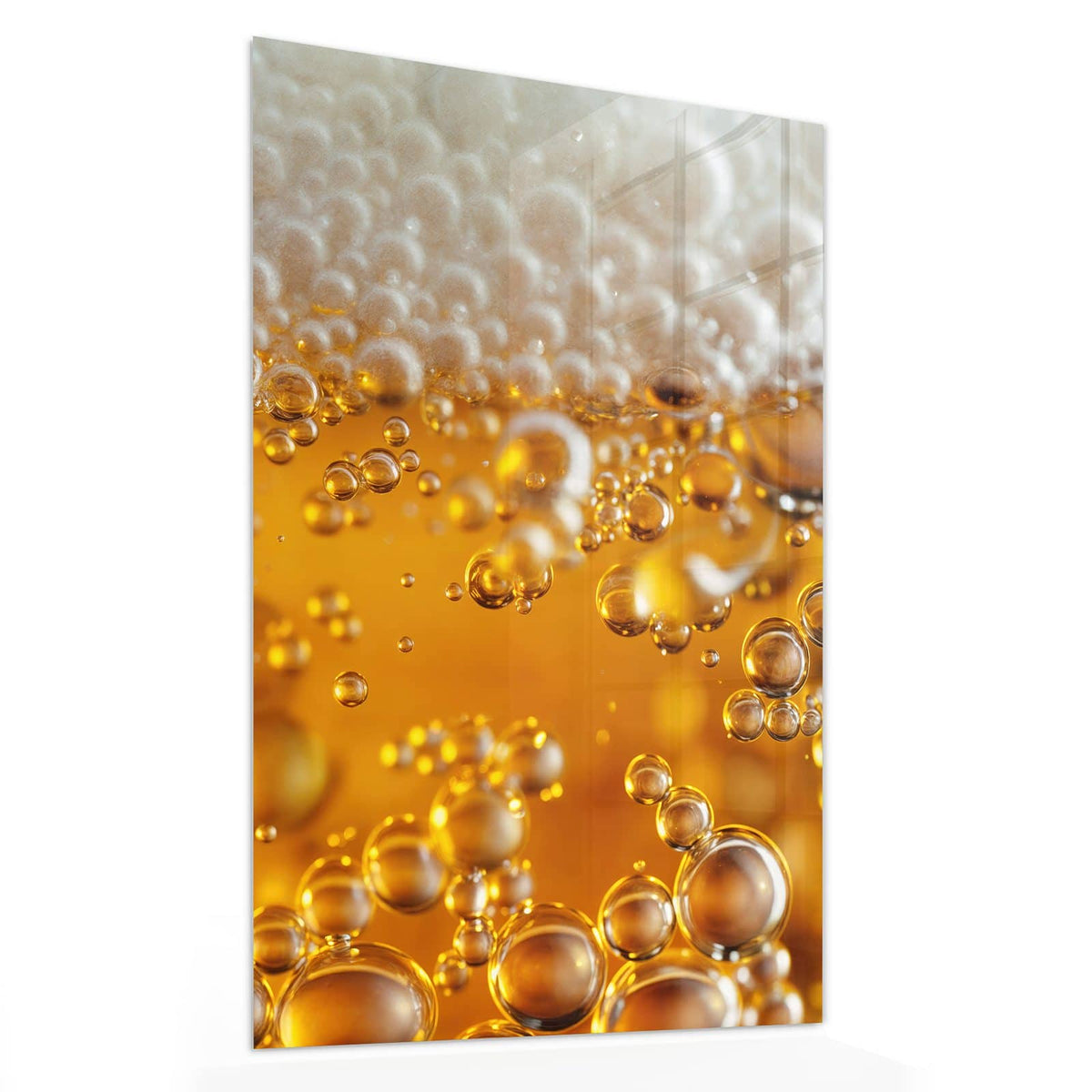 Glasbild Goldene Bläschen von der Seite, 4 mm Echtglas