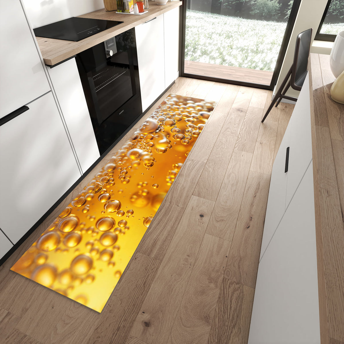 Küchenläufer - Goldene Bläschen – Goldene Bläschen in Bernstein