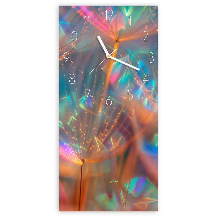 Wanduhr Schimmernde Natur aus Glas – Hochformat 30 × 60 cm mit Ziffernblatt Elegant
