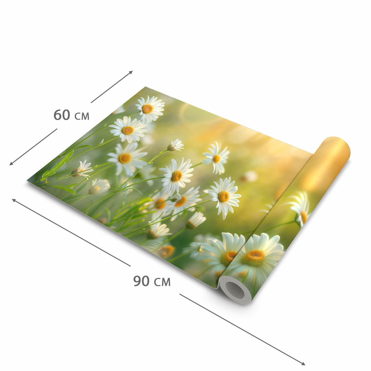 Pflegeleichter Küchenvorleger mit Motiv Blühende Gänseblümchen in der Größe 60x150 cm