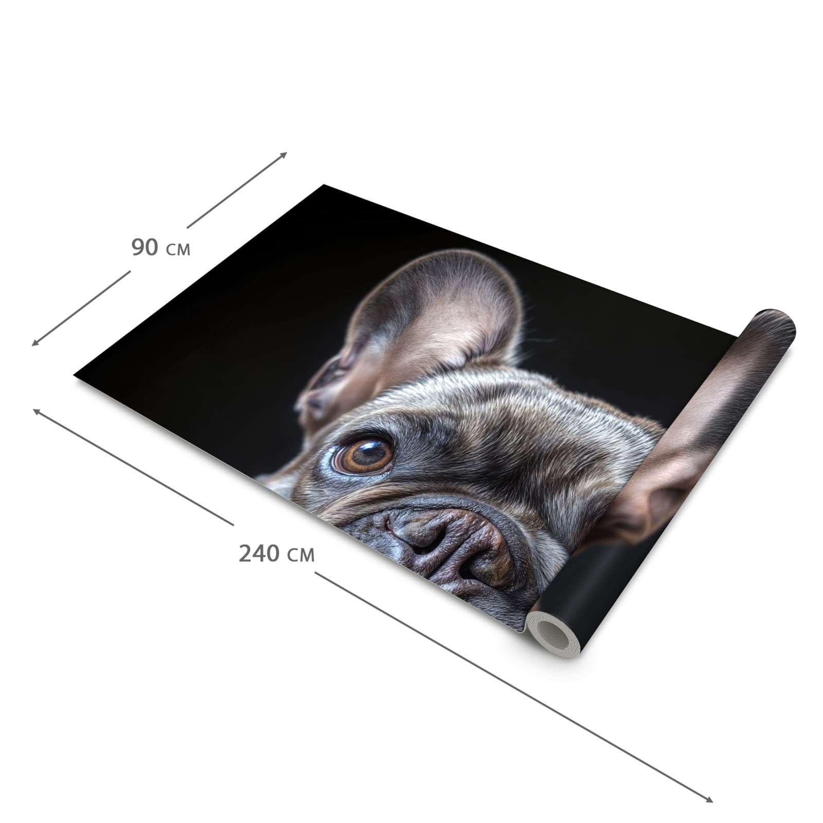 Komfortabler Küchenteppich mit Motiv Bulldoggenportrait in der Grösse 60x120 cm