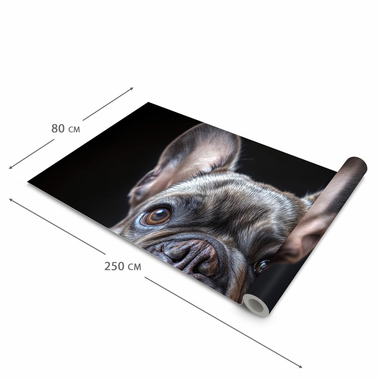 Zeitsparender Küchenteppich mit Motiv Bulldoggenportrait in der Grösse 60x120 cm