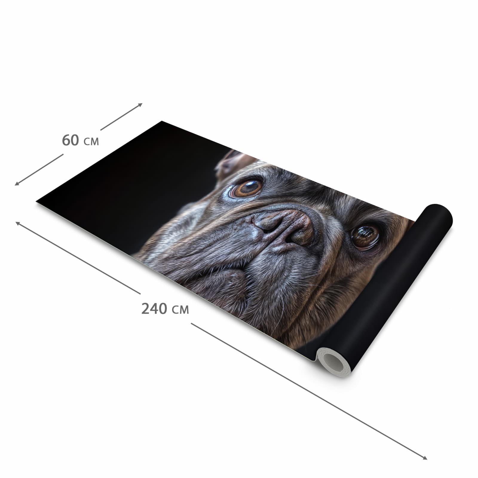 Waschbarer Küchenläufer mit Motiv Bulldoggenportrait in der Grösse 60x120 cm für Ordnung