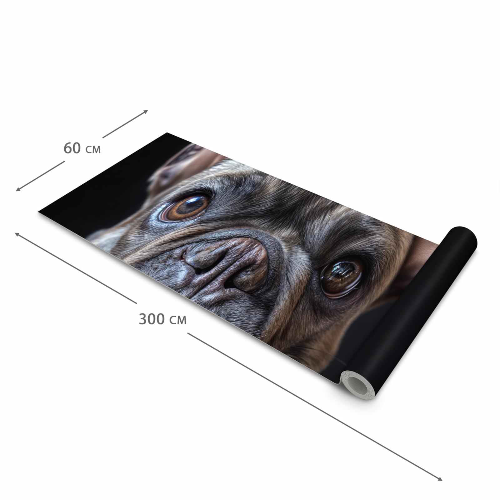 Farbbeständiger abwaschbarer Küchenläufer mit Motiv Bulldoggenportrait in der Größe 60x120 cm