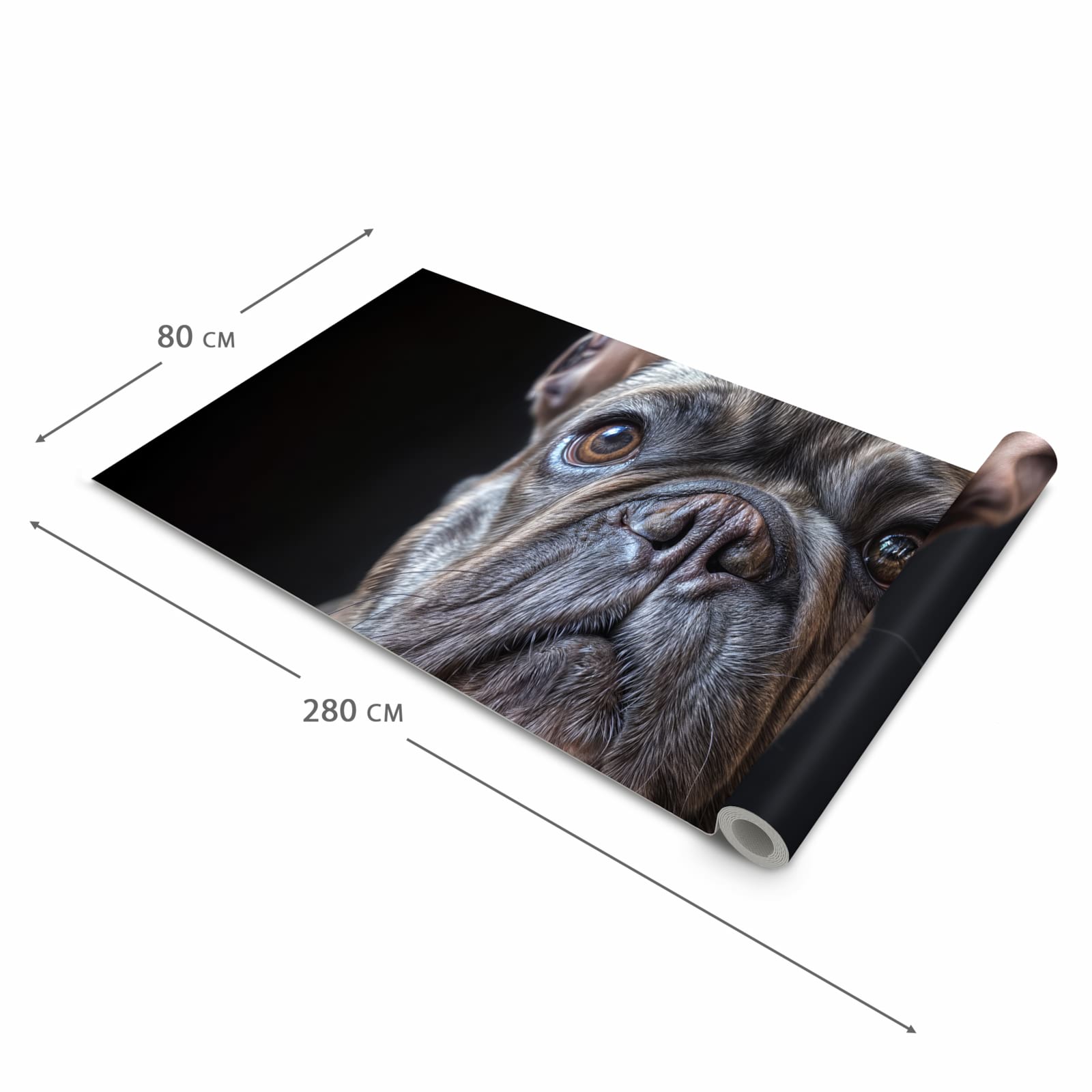 Geräuschdämpfender Küchenteppich mit Motiv Bulldoggenportrait in der Grösse 60x120 cm