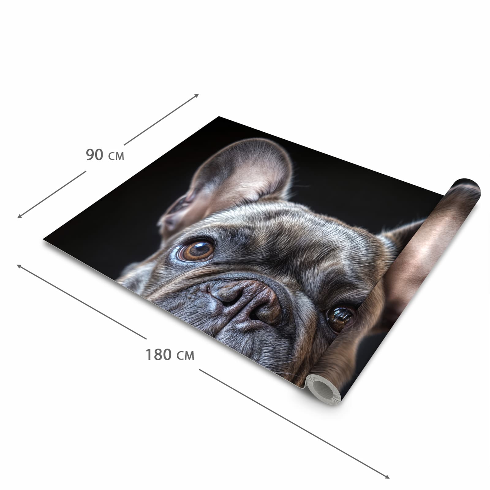 UV-beständiger Küchenteppich mit Motiv Bulldoggenportrait in der Grösse 60x120 cm