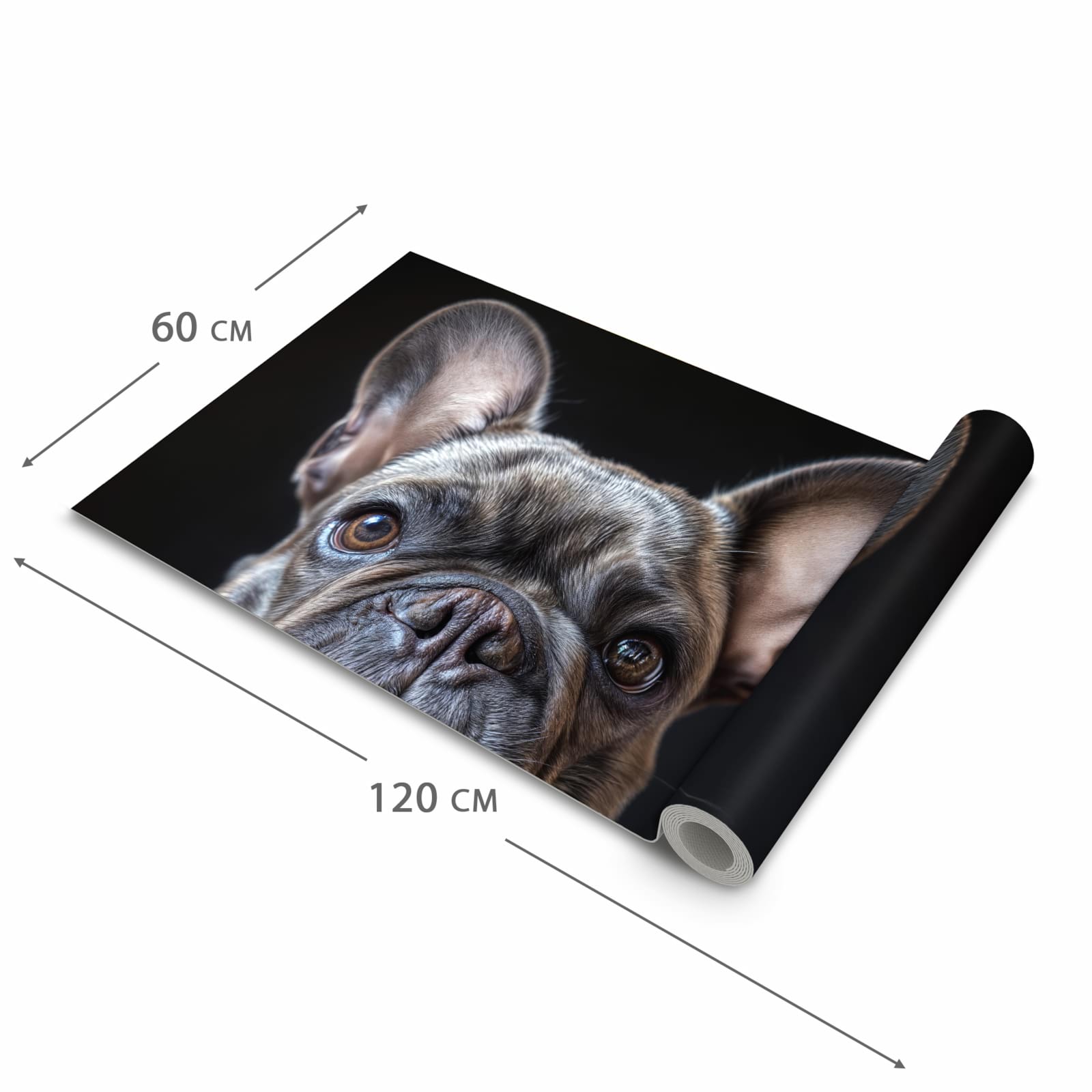 Rutschfester Küchenläufer mit Motiv Bulldoggenportrait in der Grösse 60x120 cm