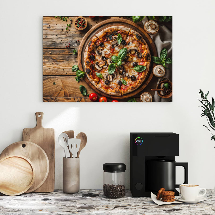 Maße Metall Magnettafel - Pizza mit Champignons