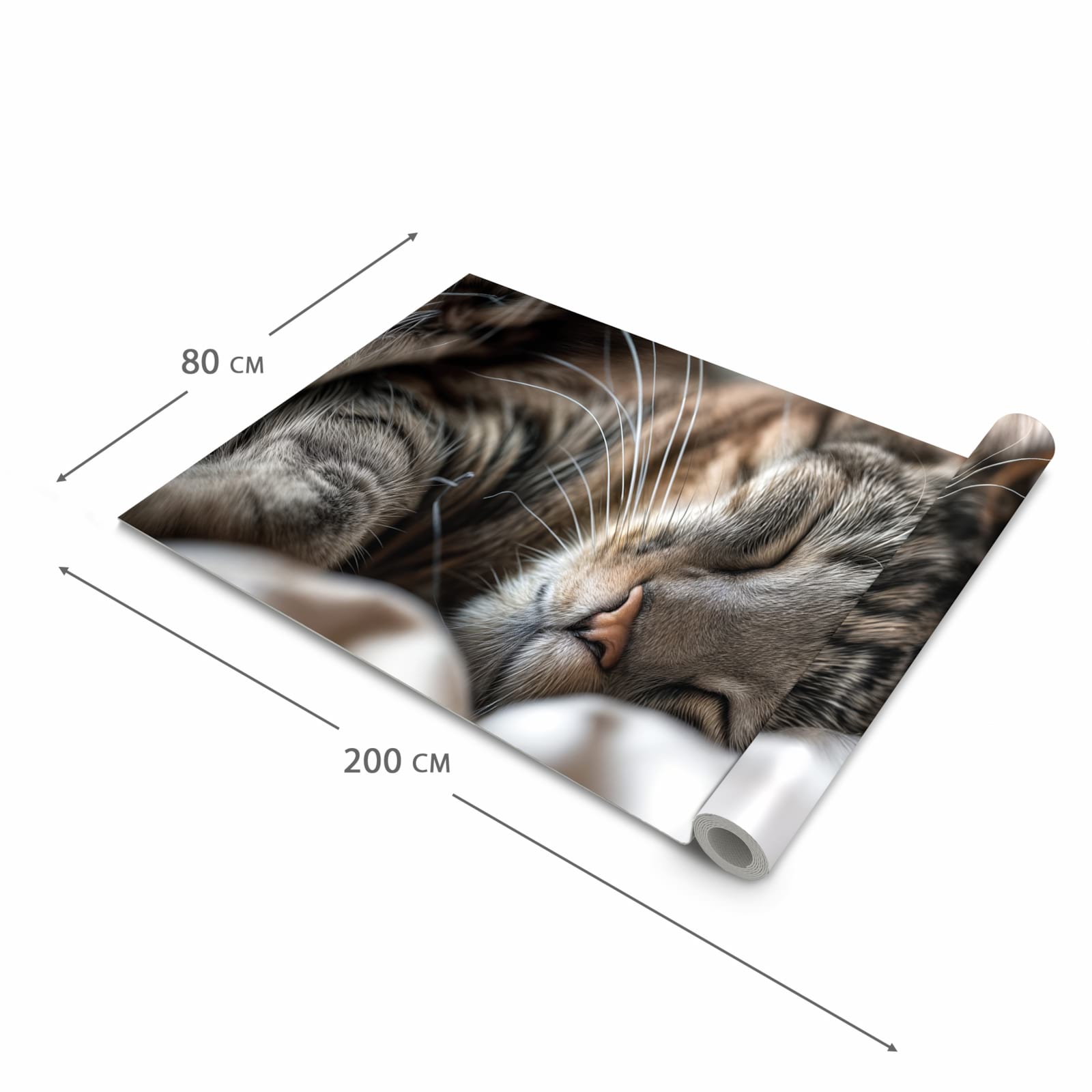 Pflegeleichter rutschfester Küchenteppich mit Motiv Katze von Schlafende in der Grösse 90x240 cm