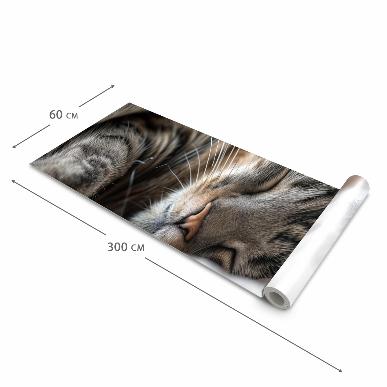 Komfortabler Teppich für Esszimmer mit Motiv Katze von Schlafende in der Größe 90x240 cm