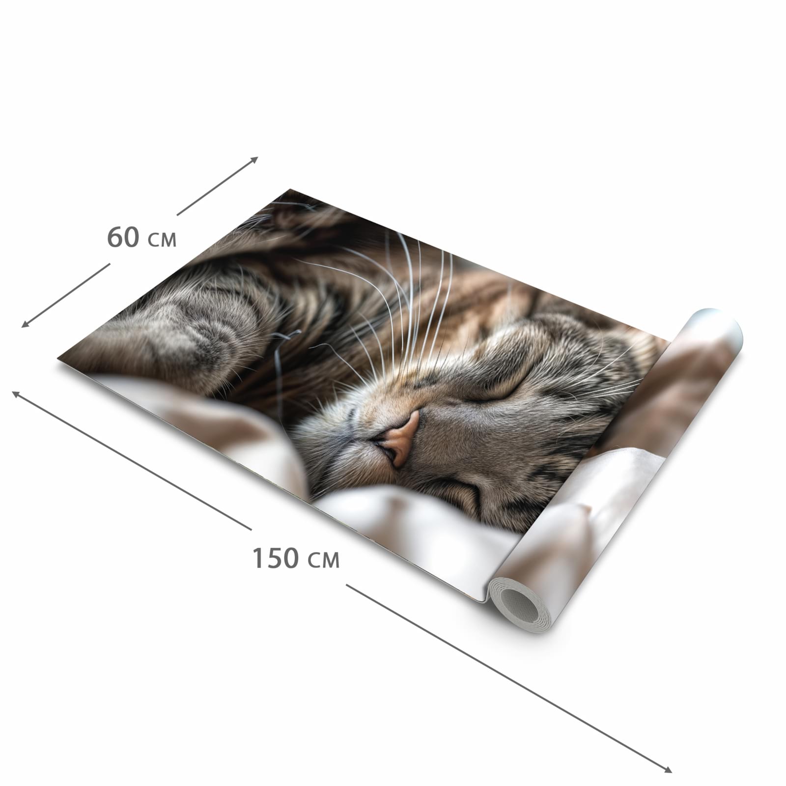 Geruchsneutraler rutschfester Läufer mit Motiv Katze von Schlafende in der Grösse 90x240 cm