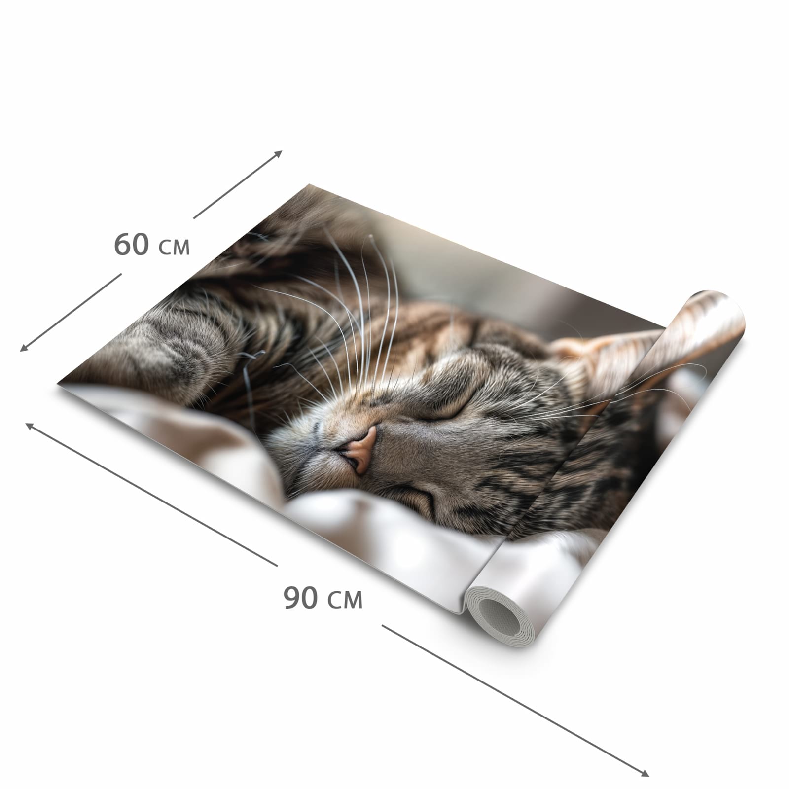 Rutschfester waschbarer Teppich Esstisch mit Motiv Katze von Schlafende in der Grösse 90x240 cm