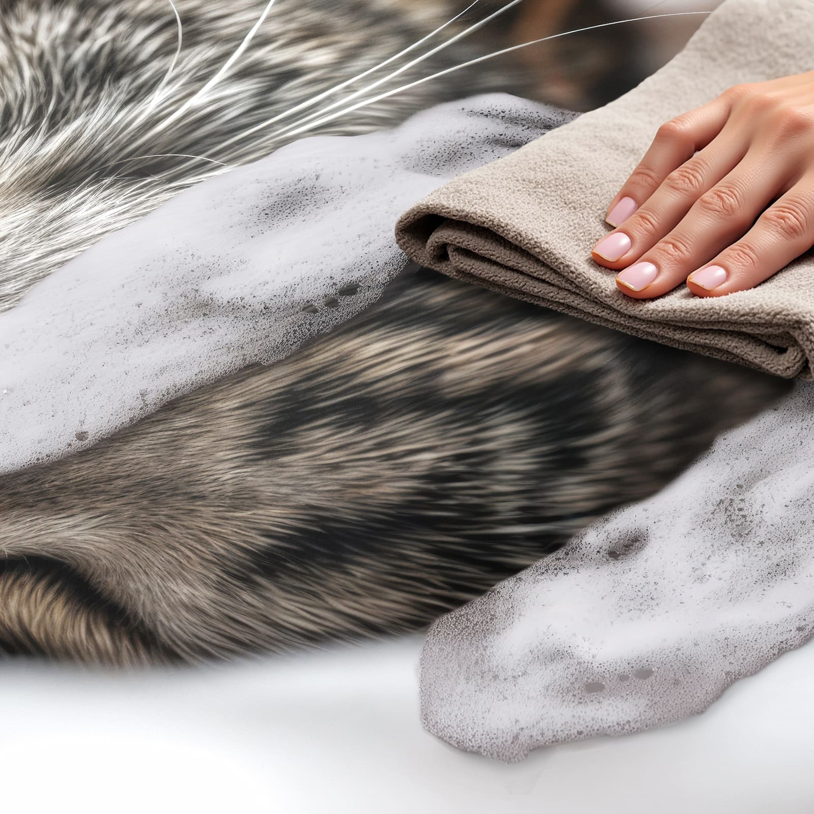 UV-beständiger Küchenteppich mit Motiv Katze von Schlafende, einfach zu reinigen