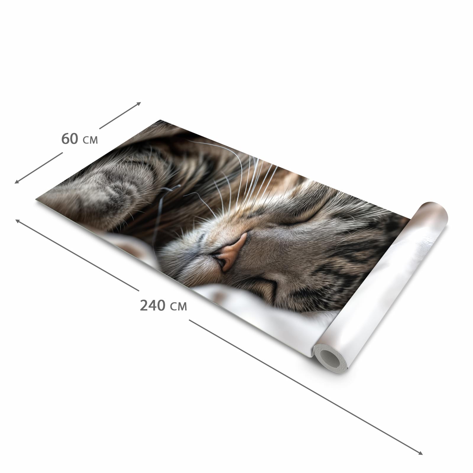 Flacher rutschfester Küchenteppich mit Motiv Katze von Schlafende in der Grösse 90x240 cm