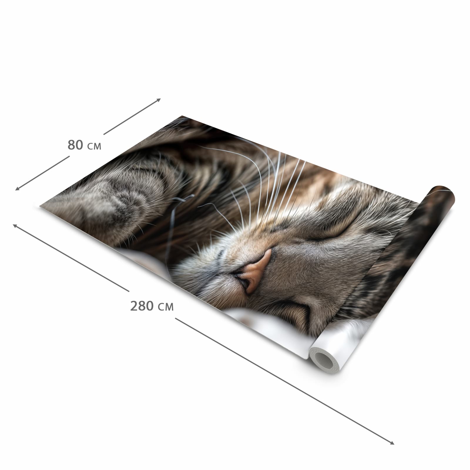 Hygienischer Bodenläufer Teppich mit Motiv Katze von Schlafende in der Grösse 90x240 cm