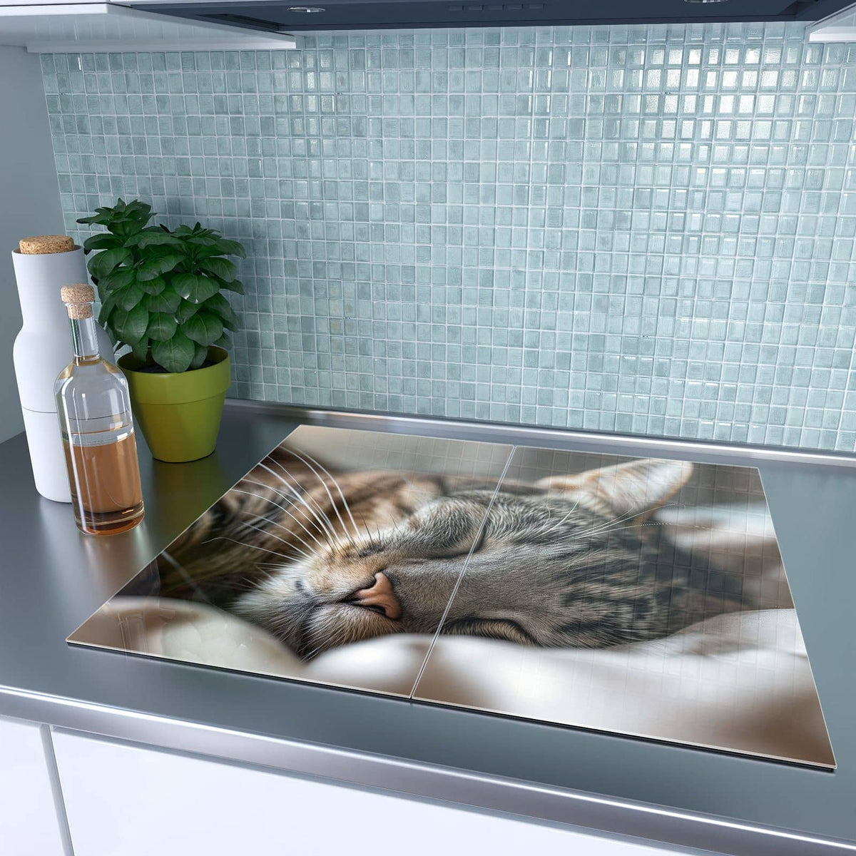 Herdabdeckplatte Schlummernde Katze – Schlafende Katze in Nahaufnahme